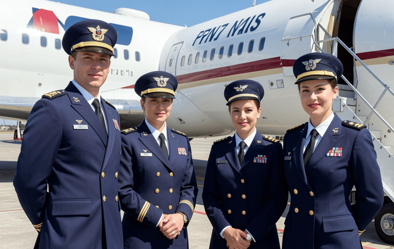 Personal de aviación en formación de idiomas